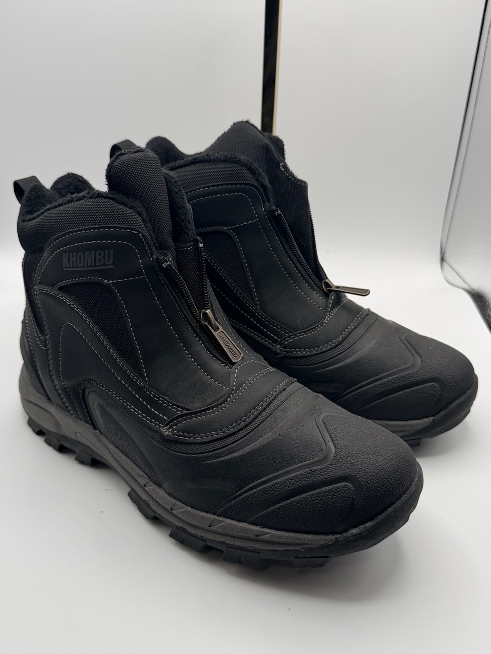 Khombu Men's Black Zip-Front Winter Boot